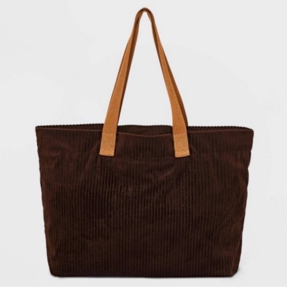 Wild Fable Brown Ribbed Cord Tote. MA0 - Picture 1 of 7